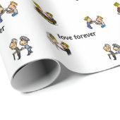 アニバーサリーかわいいカップル🎉一緒に老ける漫画 ラッピングペーパー (ロールコーナー)