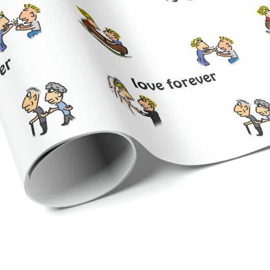 アニバーサリーかわいいカップル🎉一緒に老ける漫画 ラッピングペーパー (ロールコーナー)