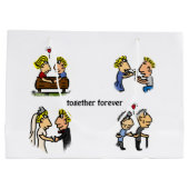 アニバーサリーかわいいカップル🎉一緒に老ける漫画 ラージペーパーバッグ (裏面)