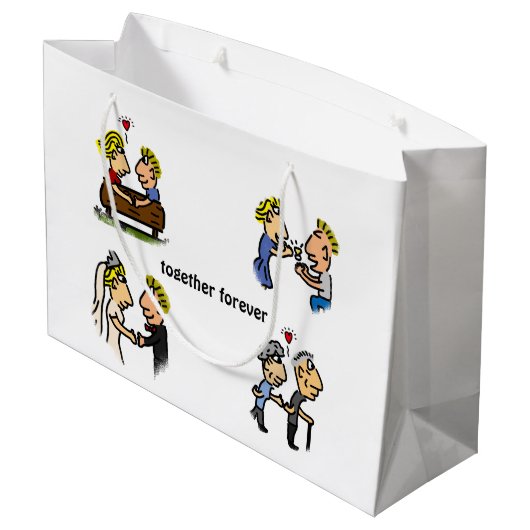 アニバーサリーかわいいカップル🎉一緒に老ける漫画 ラージペーパーバッグ (裏面アングル)