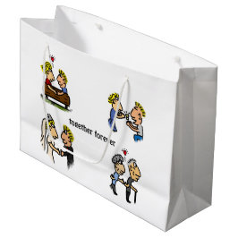 アニバーサリーかわいいカップル🎉一緒に老ける漫画 ラージペーパーバッグ