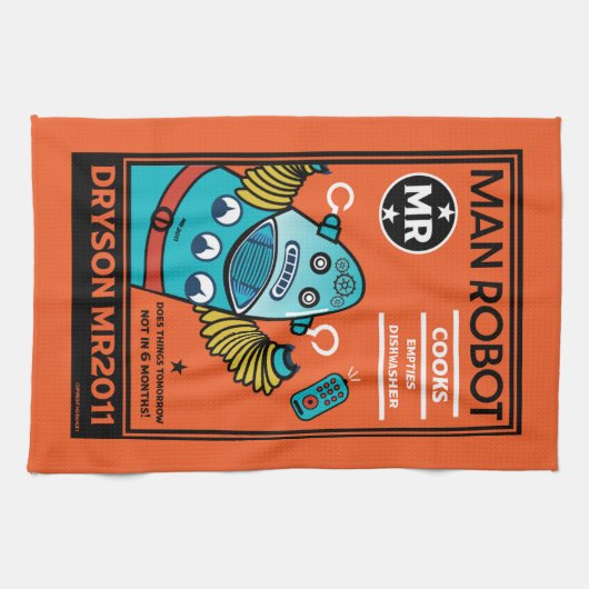 アニバーサリーまたは結婚のロボット キッチンタオル (横)