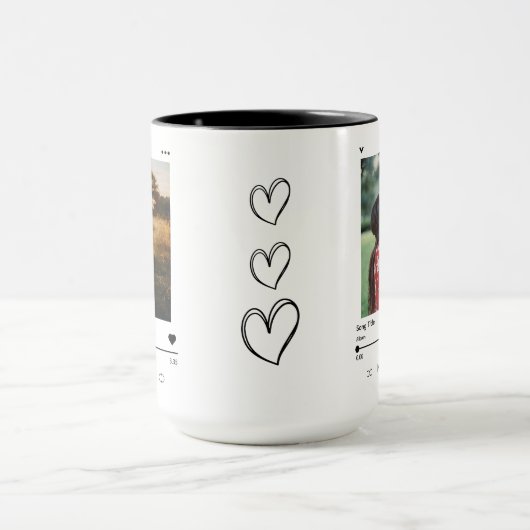 アニバーサリーアルバムカバーフォト&ネームモダンコーヒー マグカップ (中央)