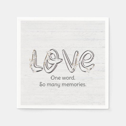 アニバーサリーアーモンドブロッサムラブ文字 スタンダードカクテルナプキン (正面)