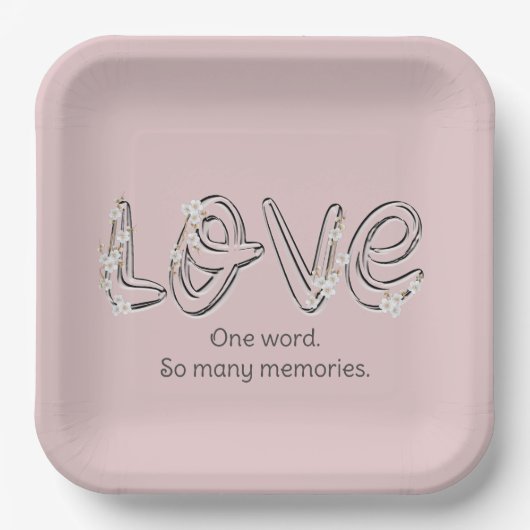 アニバーサリーアーモンドブロッサムラブ文字 ペーパープレート (正面)