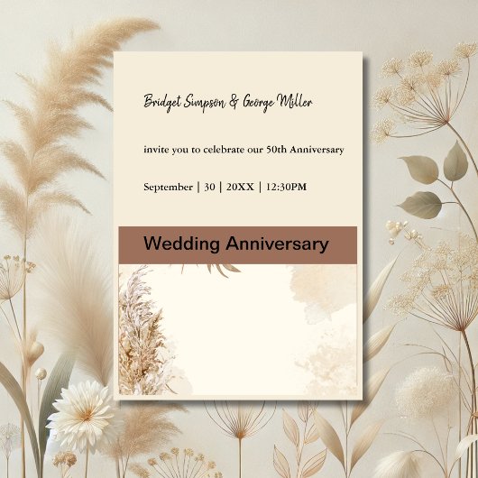 アニバーサリーウェディングエレガント用ソフトニュートラル 招待状