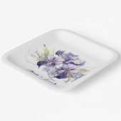 アニバーサリーウォーターカラーパープルアイリスブーケ ペーパープレート (傾斜あり)