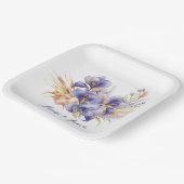 アニバーサリーウォーターカラーパープルアイリスブーケ ペーパープレート (傾斜あり)