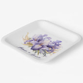 アニバーサリーウォーターカラーパープルアイリスブーケ ペーパープレート (傾斜あり)