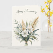 アニバーサリーウォーターカラーフラワーブーケ カード (黄色い花)