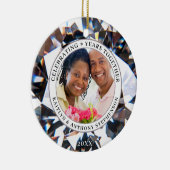 アニバーサリーエレガントズ任意の年2枚の写真ダイヤモンド セラミックオーナメント (右)