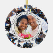 アニバーサリーエレガントズ任意の年2枚の写真ダイヤモンド セラミックオーナメント (正面)
