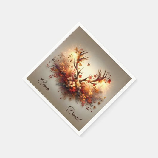 アニバーサリーオータムディアアントラーブーケ スタンダードカクテルナプキン (角)