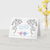 アニバーサリーカシンプルードと可愛い鳥 カード (黄色い花)