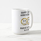 アニバーサリーカワイト金ゴールド結婚リングや輪 コーヒーマグカップ (正面右)