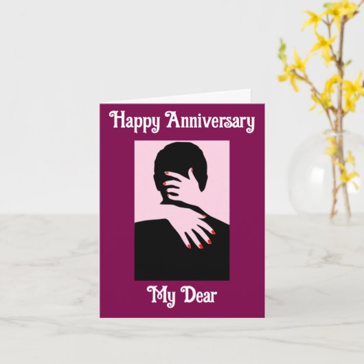 アニバーサリーカードを採用したシルエットカップル カード (黄色い花)