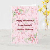 アニバーサリーカード娘&夫ピンクの花 カード (黄色い花)