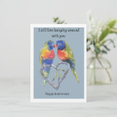 アニバーサリーカード、2つの愛の鳥と1つのハート。 カード (スタンド正面)