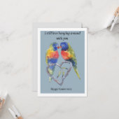 アニバーサリーカード、2つの愛の鳥と1つのハート。 カード (正面/裏面インサイチュ)