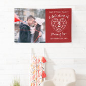 アニバーサリーガーネット赤いハートパーソナライズされた写真 横断幕 (インサイチュ)