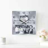 アニバーサリーギフト写真と文字または削除 スクエア壁時計 (ホーム)
