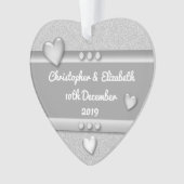 アニバーサリーギフト25年の名前と日付 オーナメント (正面)