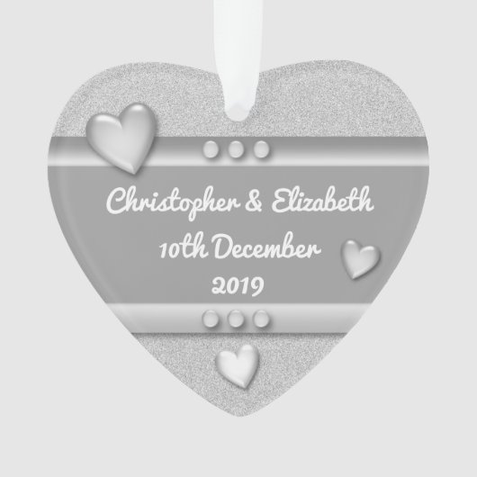 アニバーサリーギフト25年の名前と日付 オーナメント (正面)