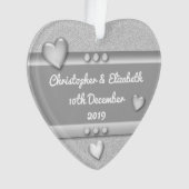 アニバーサリーギフト25年の名前と日付 オーナメント (正面)