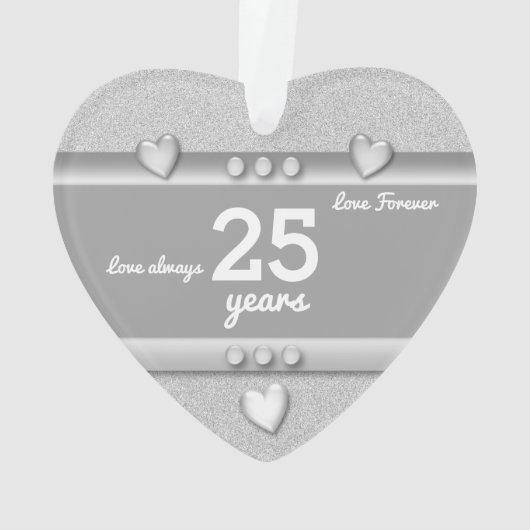アニバーサリーギフト25年の名前と日付 オーナメント (裏面)