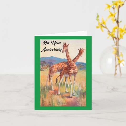 アニバーサリーギラッフェス折り畳みグリーティングカード カード (黄色い花)