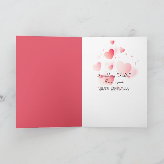 アニバーサリークラブアップルの木と赤いハート カード (内部)