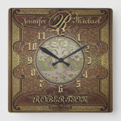 アニバーサリークロックヴィンテージルック スクエア壁時計 (正面)