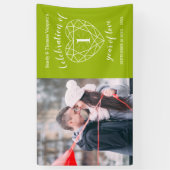 アニバーサリーグリーンペリドットハートパーソナライズされた写真 横断幕 (縦)