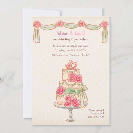 アニバーサリーケーキ 招待状 (正面)