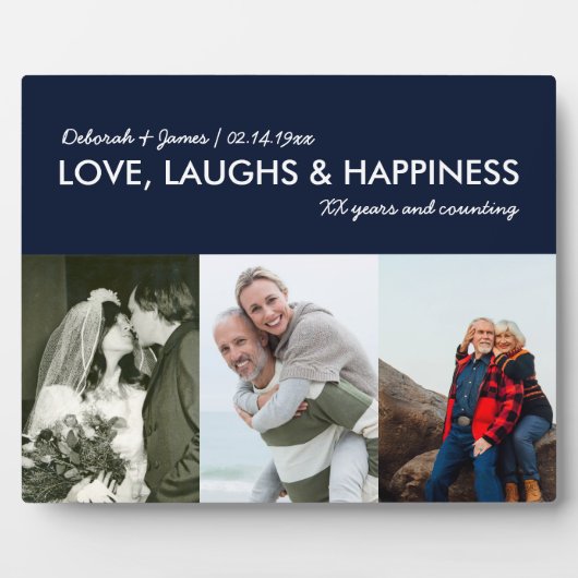 アニバーサリーコラージュ愛の笑い幸せ3写真 フォトプラーク (正面)