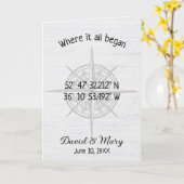 アニバーサリーコンパスGPS座標 カード (黄色い花)