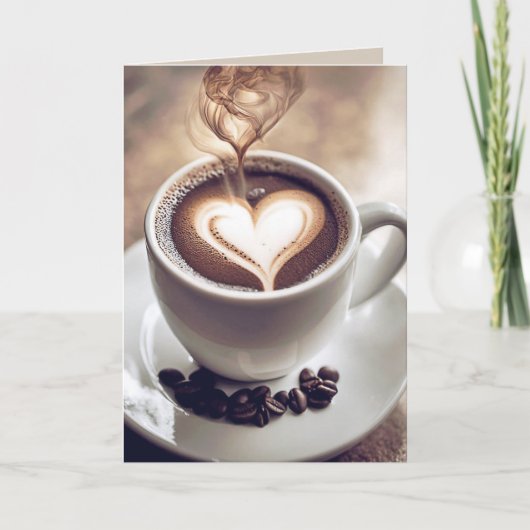 アニバーサリーコーヒーとハートと蒸気 カード (正面)