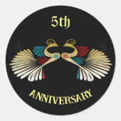 アニバーサリーゴールデンピーコックス装飾フォークアート ラウンドシール (正面)