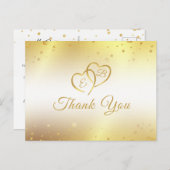 アニバーサリーサンキューモノグラム金ゴールドハート ポストカード (正面/裏面)