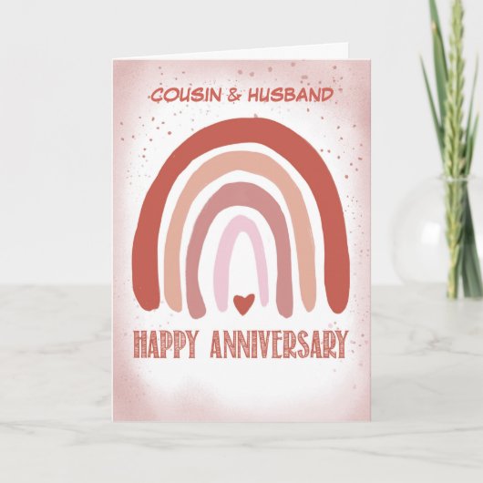 アニバーサリーソフトピンクウォーターカラーレインボー カード (正面)