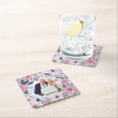 アニバーサリーハッピーカップルピンクフローラ写真 ペーパーコースター (インサイチュ)