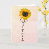 アニバーサリーハートヒマワリとラディバグ カード (黄色い花)