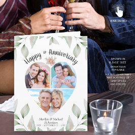 アニバーサリーハート型フォトコラージュ緑 カード