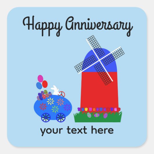 アニバーサリーバニーライディングエッグカー#4スタンプ スクエアシール (正面)