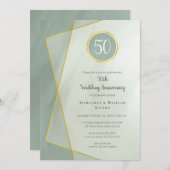 アニバーサリーバースデー50thグレージェイドw金ゴールドフレーム 招待状 (正面/裏面)