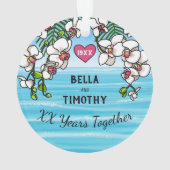 アニバーサリーパーソナライズされたトロピカルビーチラン オーナメント (裏面)