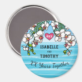 アニバーサリーパーソナライズされたトロピカルビーチラン マグネット (正面/裏面)