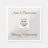 アニバーサリーパーソナルフォトと文字シルバー スタンダードカクテルナプキン (正面)
