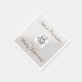 アニバーサリーパーソナルフォトと文字シルバー スタンダードカクテルナプキン (角)