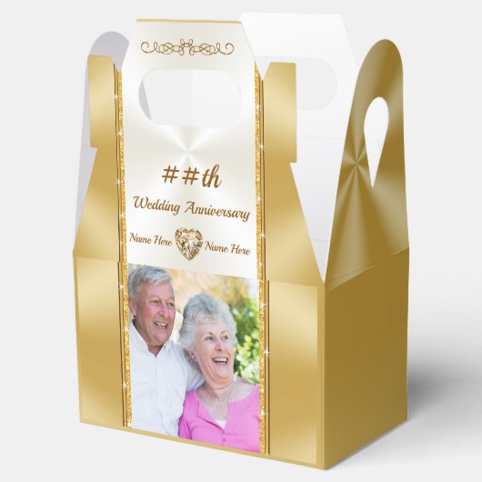 アニバーサリーパーティーの好意アイディア。写真パーソナライズされた、 フェイバーボックス (オープン)